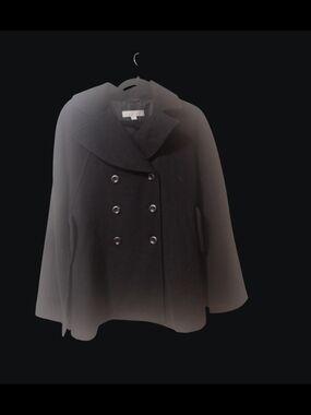 New York & Company Black Double-Breasted Cape Coat